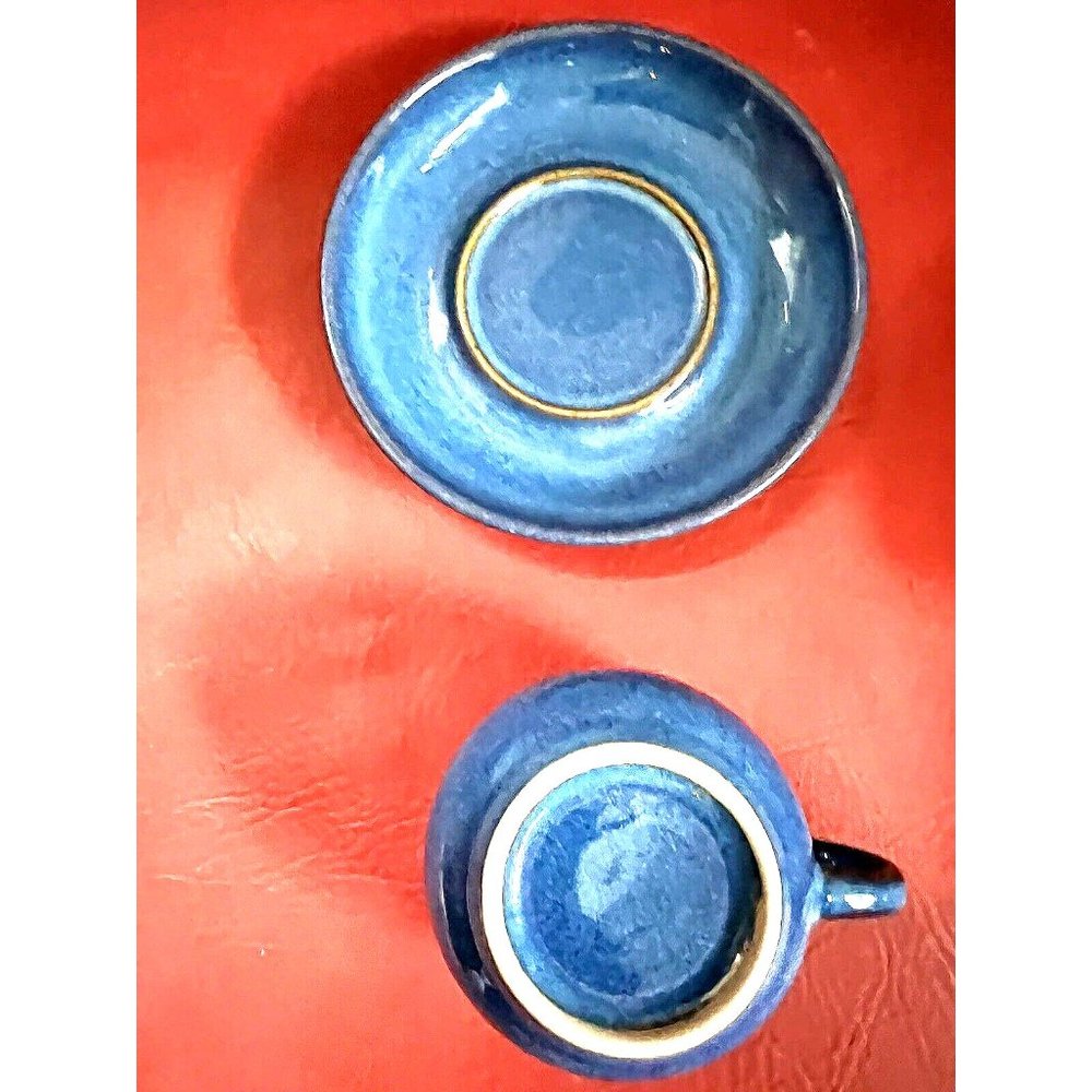 Denby English Blue Cup & Saucer - Set of 4 - New - Picture 4 of 6